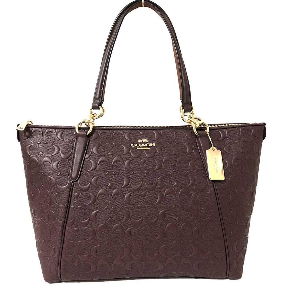 Coach Woman's Brown Leather Signature Ava Tote Bag
